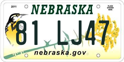 NE license plate 81LJ47