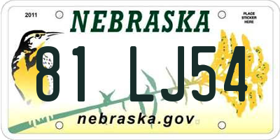 NE license plate 81LJ54
