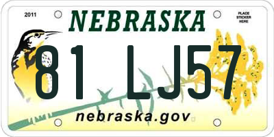 NE license plate 81LJ57