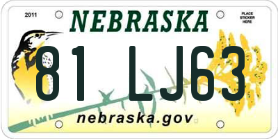 NE license plate 81LJ63