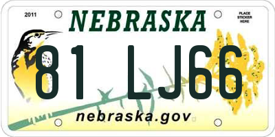 NE license plate 81LJ66