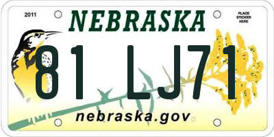 NE license plate 81LJ71