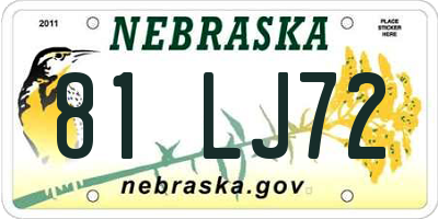 NE license plate 81LJ72