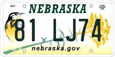 NE license plate 81LJ74