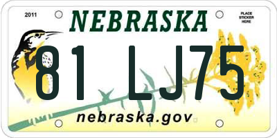 NE license plate 81LJ75