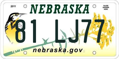 NE license plate 81LJ77