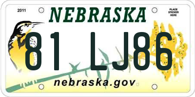 NE license plate 81LJ86