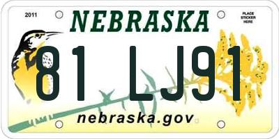 NE license plate 81LJ91