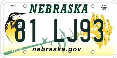 NE license plate 81LJ93