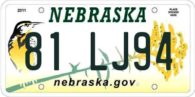 NE license plate 81LJ94