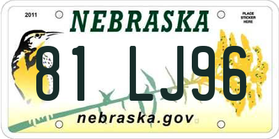 NE license plate 81LJ96