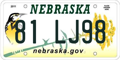 NE license plate 81LJ98