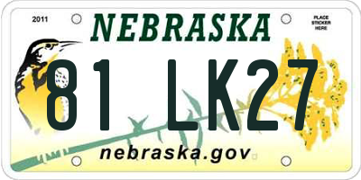 NE license plate 81LK27
