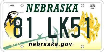 NE license plate 81LK51