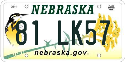 NE license plate 81LK57