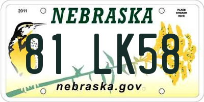 NE license plate 81LK58