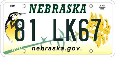 NE license plate 81LK67
