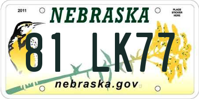 NE license plate 81LK77