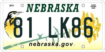 NE license plate 81LK86