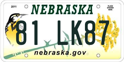 NE license plate 81LK87