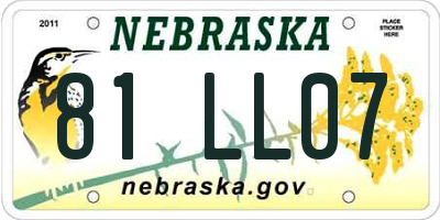 NE license plate 81LL07