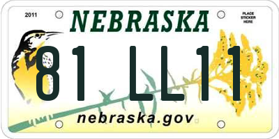 NE license plate 81LL11
