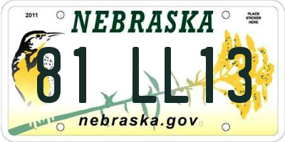 NE license plate 81LL13