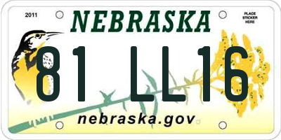 NE license plate 81LL16