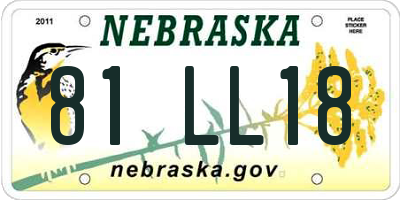 NE license plate 81LL18