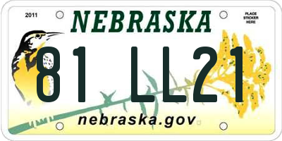 NE license plate 81LL21