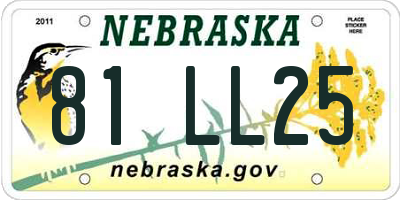 NE license plate 81LL25