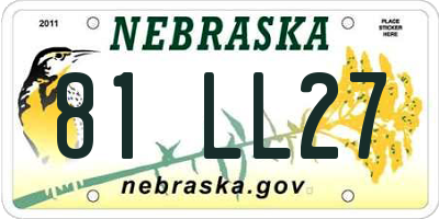 NE license plate 81LL27