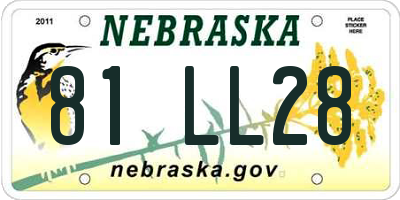 NE license plate 81LL28