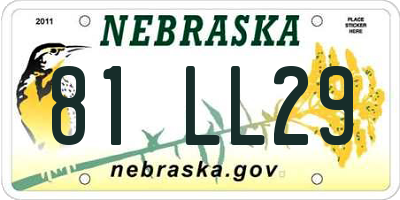 NE license plate 81LL29