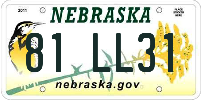 NE license plate 81LL31