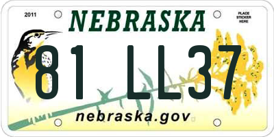NE license plate 81LL37