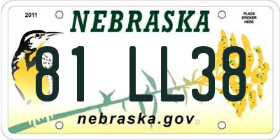 NE license plate 81LL38