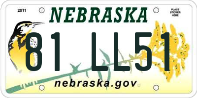 NE license plate 81LL51