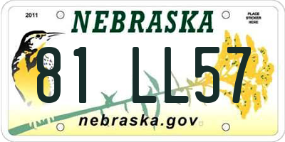 NE license plate 81LL57