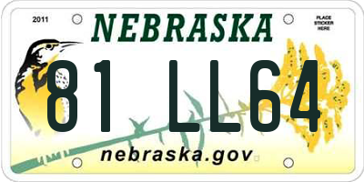 NE license plate 81LL64