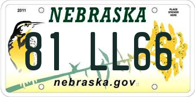 NE license plate 81LL66