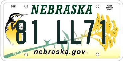 NE license plate 81LL71