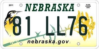 NE license plate 81LL76