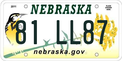 NE license plate 81LL87