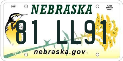 NE license plate 81LL91