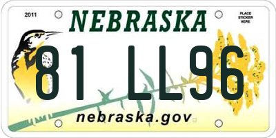 NE license plate 81LL96
