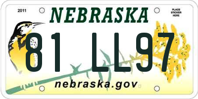 NE license plate 81LL97
