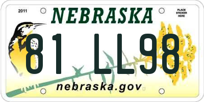 NE license plate 81LL98