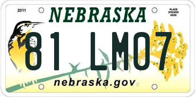 NE license plate 81LM07
