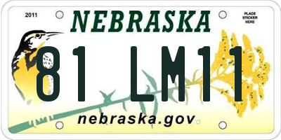 NE license plate 81LM11